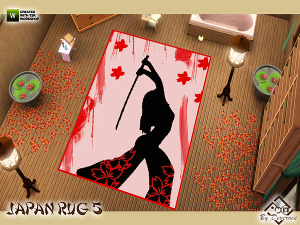 Sims 3 — Japan Rug 5 by Devirose — Flowers,sword, Asian atmosphere. What do you want from a carpet like that?Base game