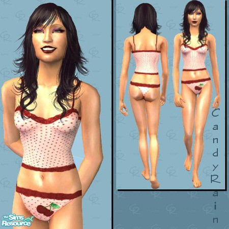 Sims 2 — Cherry Bottoms - Pink by Candyrain — A set of pink undies with a cherry patch.