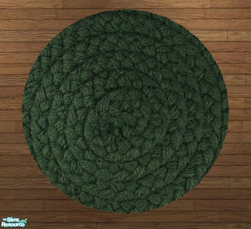 Sims 2 — Hand-Woven Solid Round Rugs - Hunter Green Rug by Riverwillows — Genuine hand-woven, round-braided 3x3 rugs.