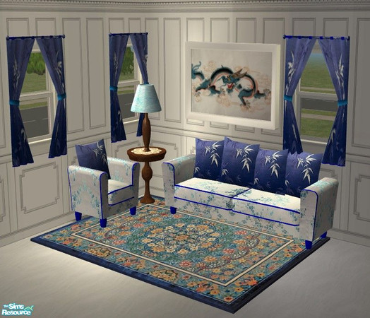 Sims 2 — Arizona Silk Living by Riverwillows — Arizona recolor in blue and silk, by Riverwillows