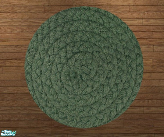 Sims 2 — Hand-Woven Solid Round Rugs - Jungle Green Rug by Riverwillows — Genuine hand-woven, round-braided 3x3 rugs.