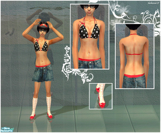 Sims 2 — hot summer set - denim skirt by Bubnova13 — I love denim wear, it matches almost every type of clothes. Here a
