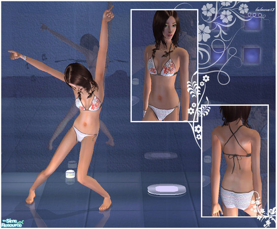 Sims 2 — hot summer set - white swimsuit by Bubnova13 — A white swimsuit with tropical ornament design. Have a great