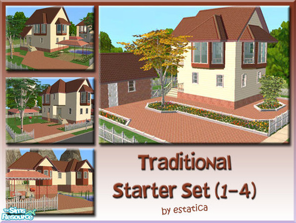 Sims 2 — Traditional Starter Set by estatica — This set contains the first 4 lots of my traditional starter series.