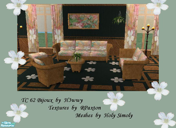 Sims 2 — TC 62 Bijoux by H3wwy — Texture Challenge 62 provided by RPaxton. Meshes by Holy Simoly.Rug by Echo 
