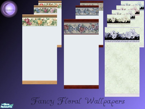 Sims 2 — D2DFancy Floral Wallpaper Set by D2Diamond — 11 new wallpapers, great for that country home, or quaint little