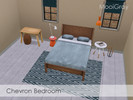 Sims 3 — Chevron Bedroom by MooiGray — A modern chevron rug is best shown off with simple furniture. So enjoy these