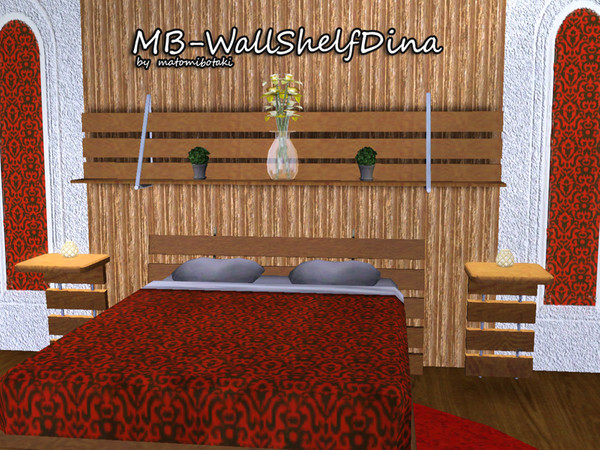 Sims 3 — MB-WallShelfDina by matomibotaki — MB-WallShelfDina, wall shelf to place over the head board of the BedDina, 2