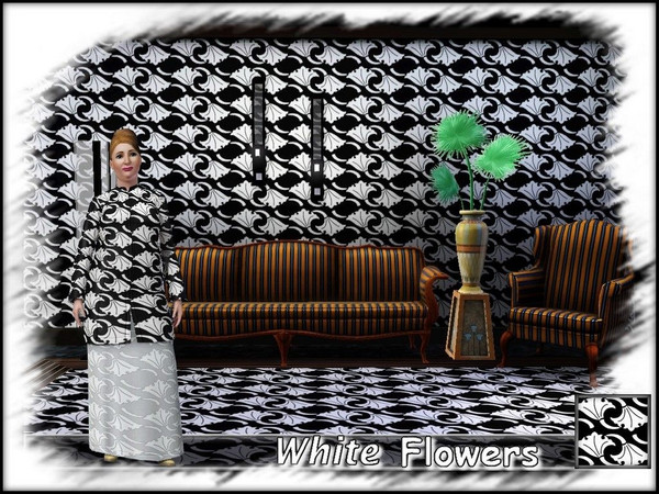 Sims 3 — White Flowers by allison731 — Floral pattern in two colors. Good fits on clothing, rug and furniture. CATEGORY: