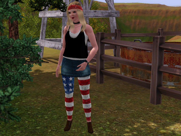 Sims 3 — teen_to_elder_female_printed_leggings_american_flag by hoschdwoschd2 — leggings with american flag print for