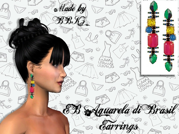 Sims 2 — EB Aquarela di Brasil Earrings by BBKZ — Beautiful earrings for your Sim-ladies. No EP required. FREE mesh by
