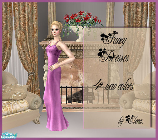 Sims 2 — Fancy Dresses by TSR Archive — A set of four formal dresses in red,blue,pink and green. Enjoy