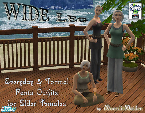 Sims 2 — OFB Wide Leg Pants Outfits for Elder Females by moonlitmaiden — Tired of few decent clothes for elders? Expand