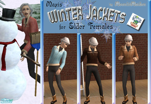 Sims 2 — SSN Jackets for Elder Females by moonlitmaiden — Tired of few decent clothes for elders? Expand your older