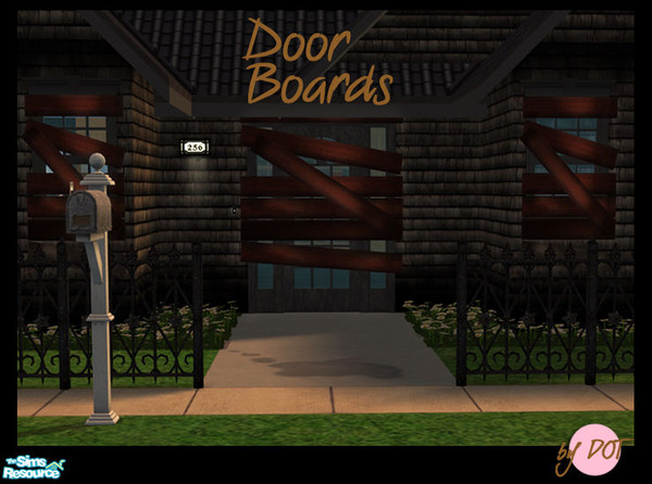 Sims 2 — Bored Red Wood - #586695 by DOT — Bored Red Wood. Keep Out Fire Sale Boards for Doors. Sims 2 by DOT of The Sims