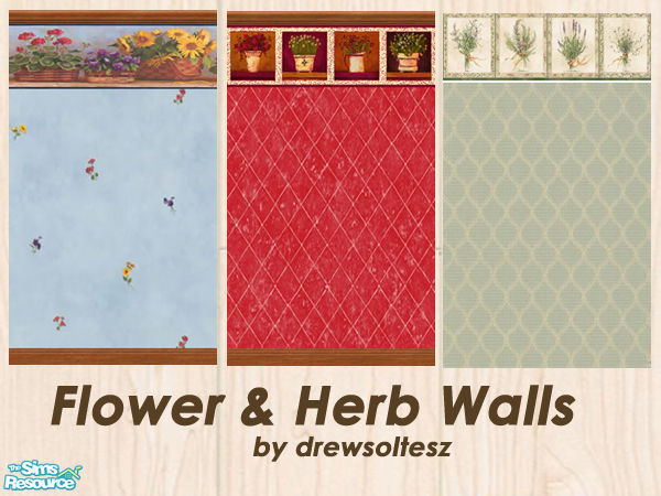 Sims 2 — Flower and Herb Wallpaper by drewsoltesz — A set of three rustic style wallpapers, ideal for decorating a