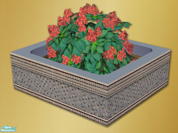 Sims 2 — Vista Patio - Dining - Hydrangea Planter - 03 by Shakeshaft — Part of a recolour of my patio dining set in blue