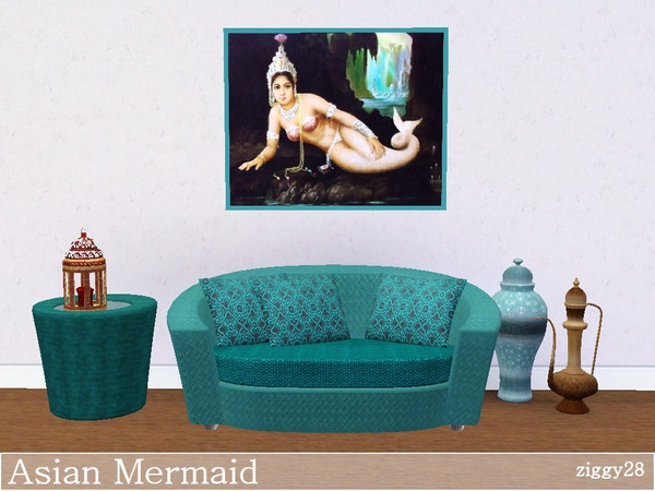 Sims 3 — Asian Mermaid by ziggy28 — Asian Mermaid. A very unusual Asian mermaid painting. Custom mesh by DOT, used with