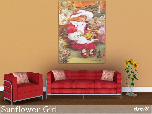 Sims 3 — Sunflower Girl by ziggy28 — Sunflower Girl. A watercolour painting by the artist K. A. Cole, used with his