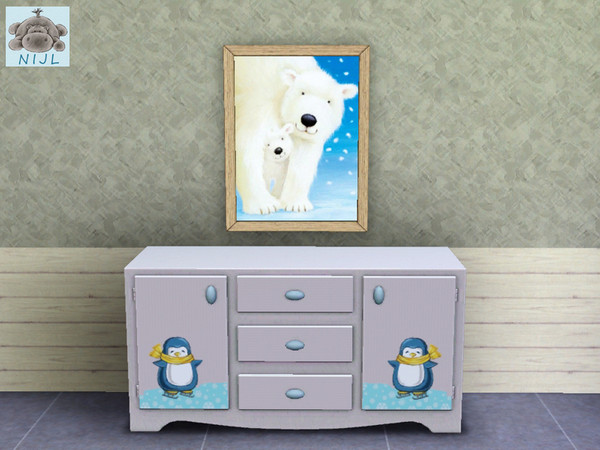 Sims 3 — painting animal collection 10 by nijl — This is a painting of a polar bear with his little one. This painting