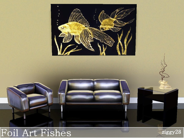 Sims 3 — Foil Art Fishes by ziggy28 — Foil Art Fishes. A picture of fishes created using foil art. Not recolourable.