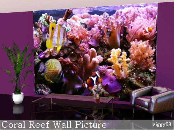 Sims 3 — Coral Reef Wall Picture by ziggy28 — A huge colourful Coral Reef picture for your sims walls. Custom mesh by