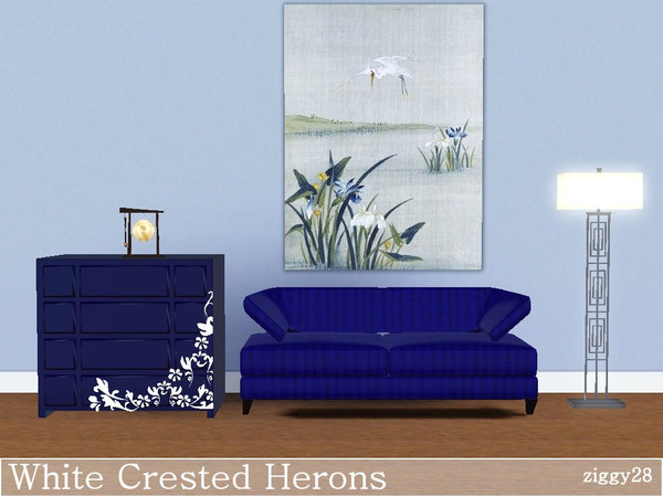 Sims 3 — White Crested Herons by ziggy28 — White Crested Heron a beautifully delicate Asian painting of Herons by an