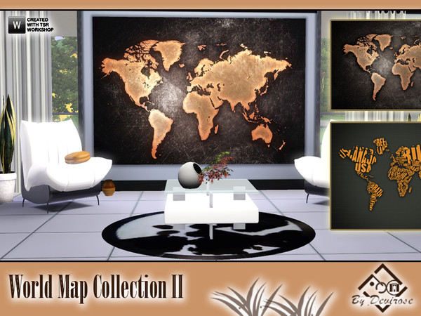 Sims 3 — World Map Collection II by Devirose — A set of two magnificent,big posters of the world map. Modern, stylish,