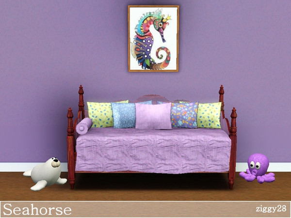 Sims 3 — Seahorse by ziggy28 — A colourful seahorse picture for your sims homes. Game mesh. Recolourable frame. TSRAA