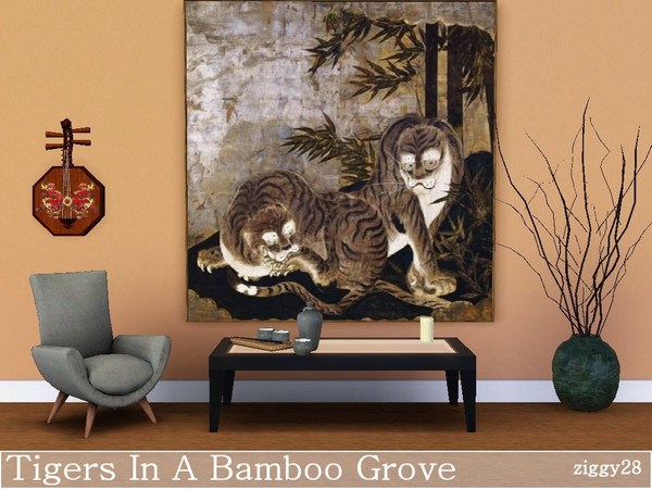 Sims 3 — Tigers In A Bamboo Grove by ziggy28 — Tigers In A Bamboo Grove and very old asian painting. Custom mesh by