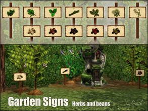 Sims 3 — Garden Signs - Herbs and beans  by Gosik — Two new signs with all new plants that came with University Life EP. 