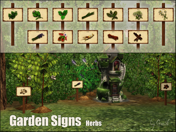 Sims 3 — Garden Signs - Herbs by Gosik — Garden Signs - Herbs. Made by Gosik at The Sims Resource. TSRAA