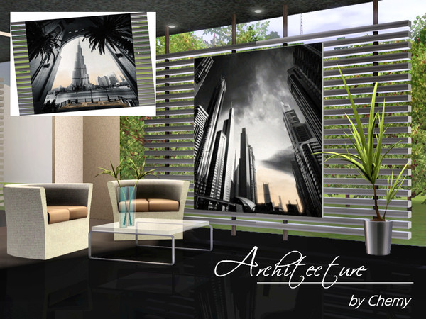 Sims 3 — Architecture_Chemy by chemy — Black and white Photos of modern architecture with a hint of peach color to add