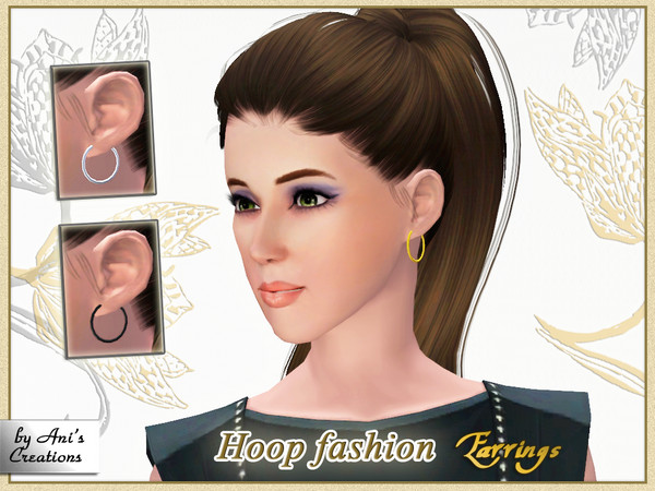 Sims 3 — Medium size hoop fashion earrings by Ani's Creations by AniFlowersCreations — Simple but pretty fashion hoop