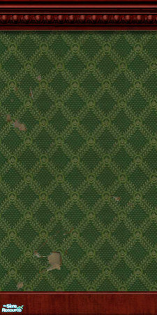 Sims 2 — Ragged Wall Green Diamond  by Henwen — A wall perfect for the interior of your haunted houses.