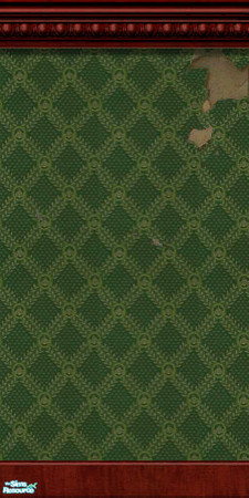 Sims 2 — Battered Wall Green Diamond by Henwen — A wall perfect for the interior of your haunted houses.