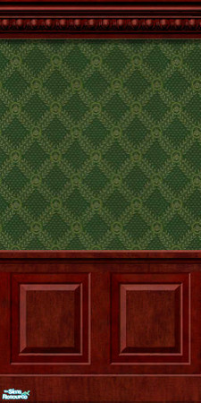 Sims 2 — Plain Wall Green Diamond Dado by Henwen — A wall perfect for the interior of your haunted houses.