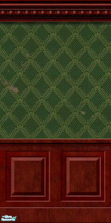 Sims 2 — Torn Wall Green Diamond Dado by Henwen — A wall perfect for the interior of your haunted houses.