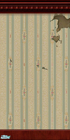 Sims 2 — Battered Wall Aged Green Stripe by Henwen — A wall perfect for the interior of your haunted houses.