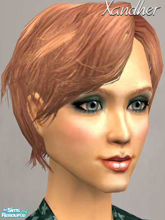 Sims 2 — Sunday Hair - Ginger by Xandher — A light red retexture of Maxis\' soft shag for Seasons. This texture has a