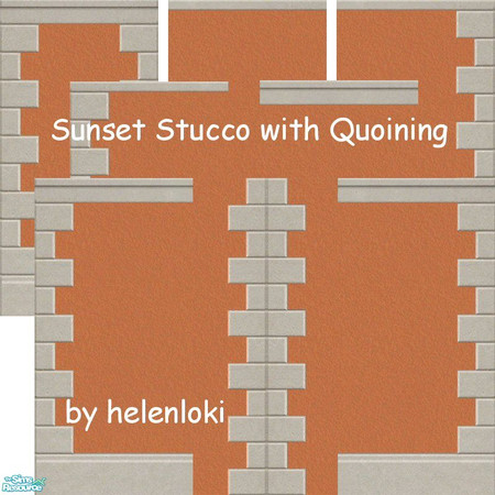 Sims 2 — Sunset Stucco Walls by Helenloki — Sunset stucco walls with quoining to match one of my existing walls.