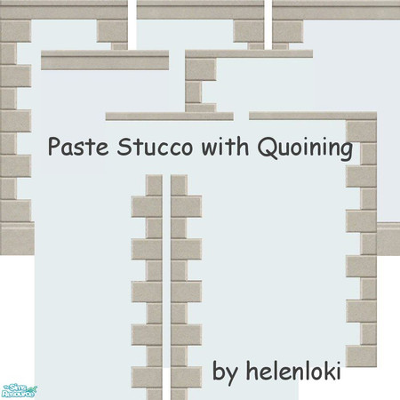 Sims 2 — Maxis Match Paste Stucco Walls by Helenloki — Maxis Match Paste Stucco Walls with Quoining.