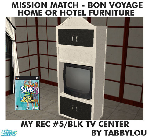 Sims 2 — TL - MM BonVoyage HOH Furniture Rec05B TVCenter by TabbyLou — TV Center for Recolor of Bon Voyage Furniture for
