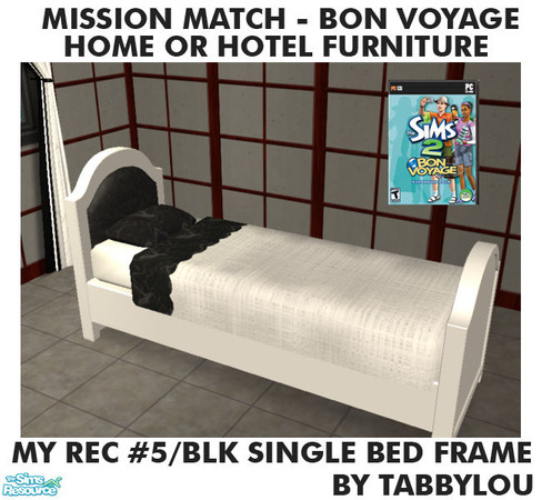 Sims 2 — TL - MM BonVoyage HOH Furniture Rec05B BedFrameSingle by TabbyLou — Single Bed Frame for Recolor of Bon Voyage