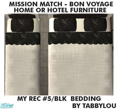 Sims 2 — TL - MM BonVoyage HOH Furniture Rec05B Bedding by TabbyLou — Bedding for Recolor of Bon Voyage Furniture for