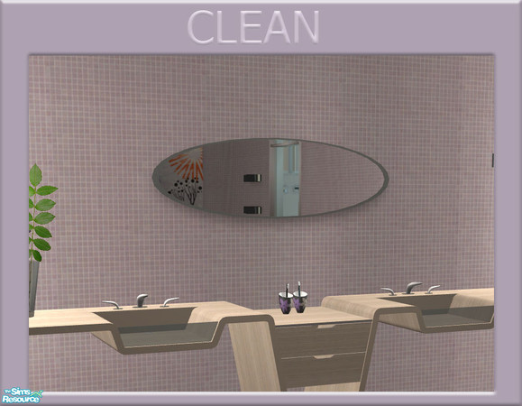 Sims 2 — Clean - Bathroom - Light Wood  - Mirror by linegud — A light wooden recolor of my \"Clean\" bathroom.