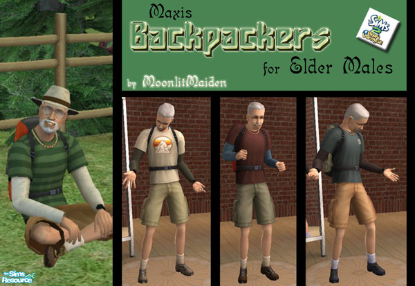 Sims 2 — BV Backpackers for Elder Males by moonlitmaiden — Tired of few decent clothes for elders? Expand your older