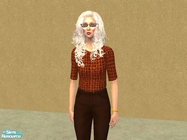 Sims 2 — Basic Blouse - Orange Weave by Magical Metamorphosis — Please do not re-upload.