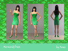 Sims 2 — Green Mermaid Scale Dress by Foxes2 — Short dress with scales pattern. 