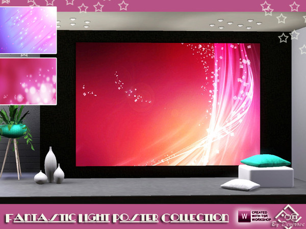 Sims 3 — Fantastic Light Poster Collection by Devirose — Modern, abstract, colorful, intense, these three giant posters